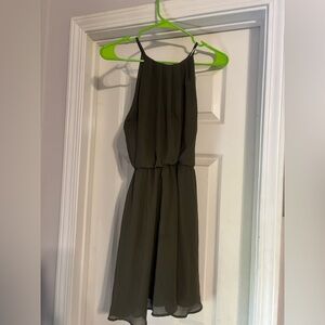 Lush Olive Green Halter-Style Dress